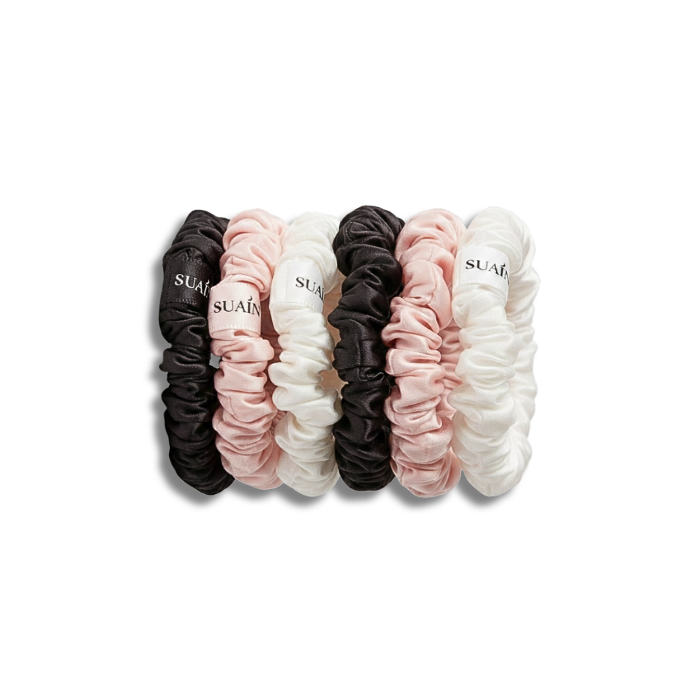 Organic Mulberry Silk Skinny Scrunchies | Six Pack