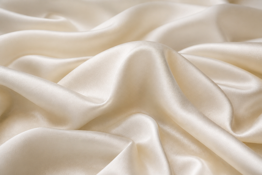 Pearl ivory organic mulberry silk folds