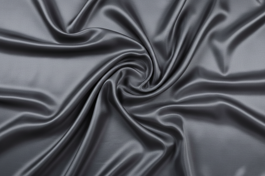 Graphite grey organic mulberry silk folds