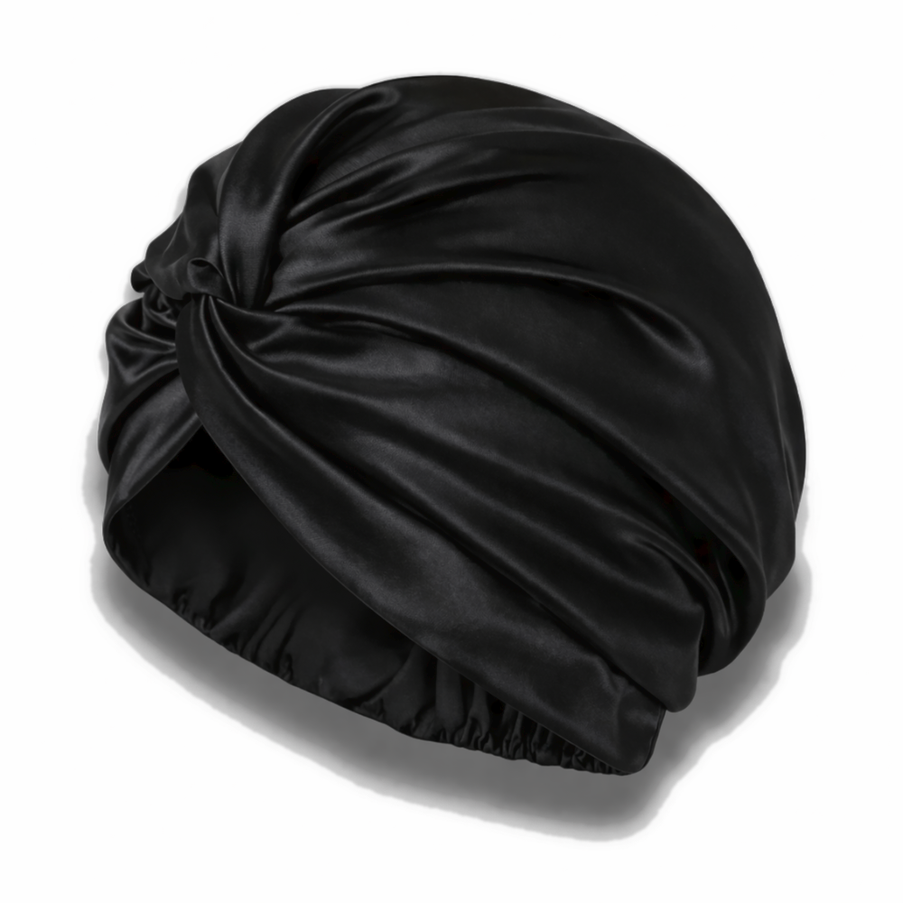 Organic Mulberry Silk Bonnet | Midnight Black
