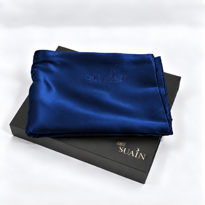 Organic Mulberry Silk Pillowcase in Deep Blue, picture 1