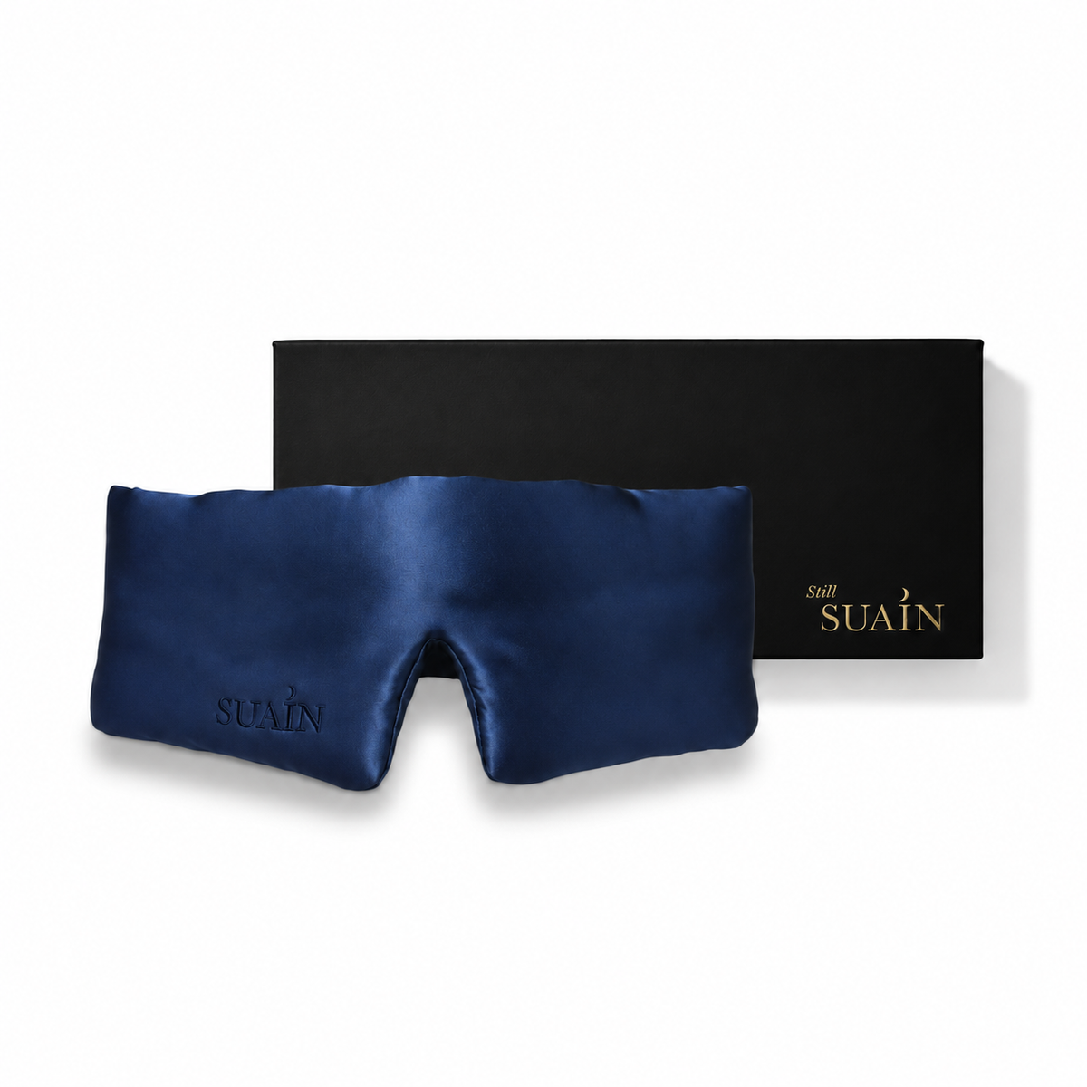 Organic Mulberry Silk Sleep Mask in Deep Blue, with box