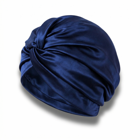 Organic Mulberry Silk Bonnet | Deep Blue