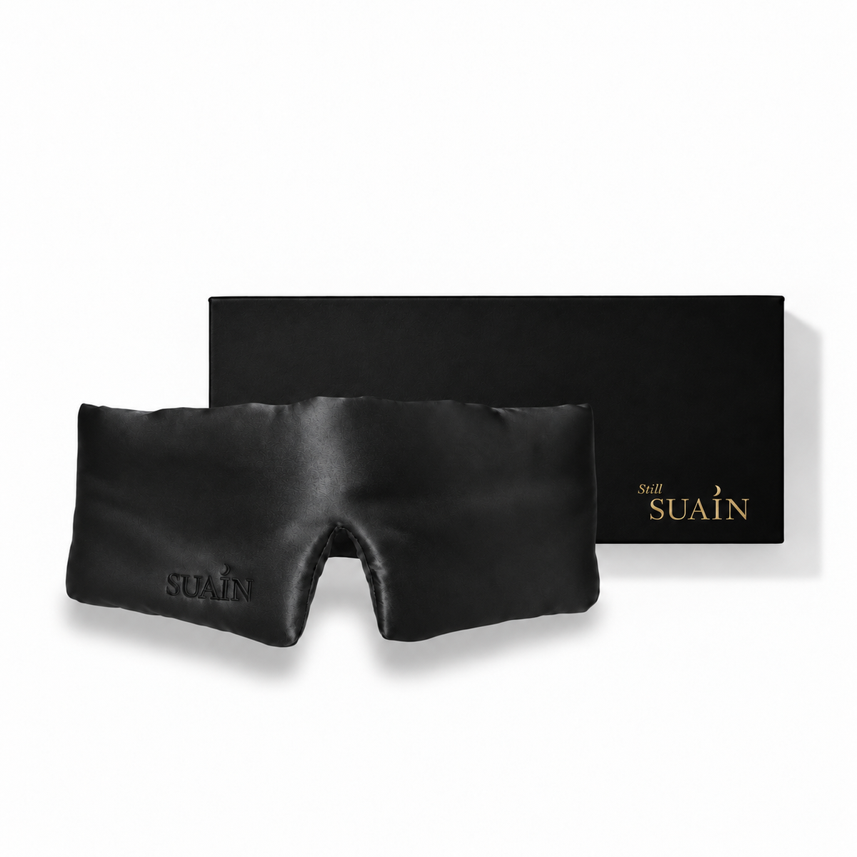 Organic Mulberry Silk Sleep Mask in Midnight Black, with box