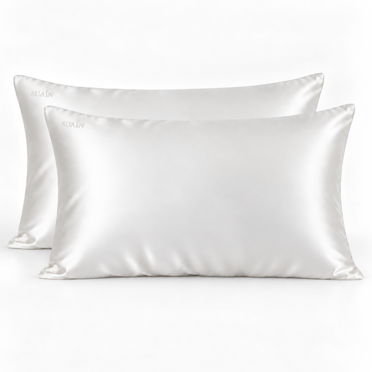 Two Ivory White silk pillowcases, image 2
