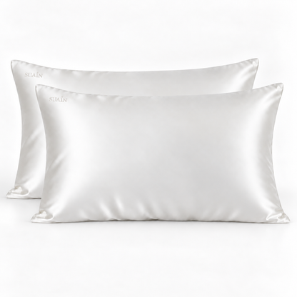 Two Ivory White silk pillowcases, image 2