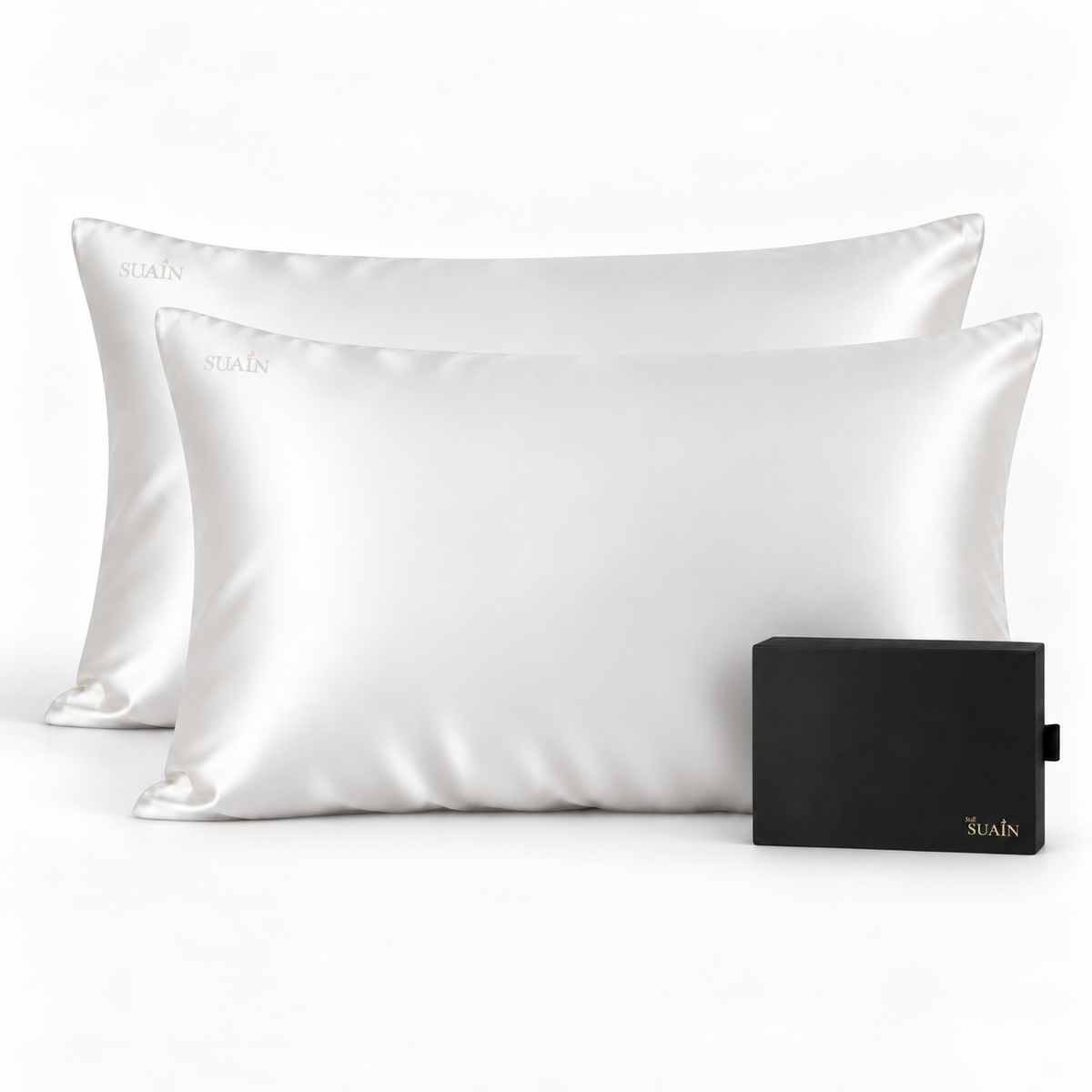 Two Ivory White silk pillowcases, image 1