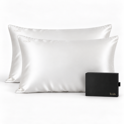 Two Ivory White silk pillowcases, image 1