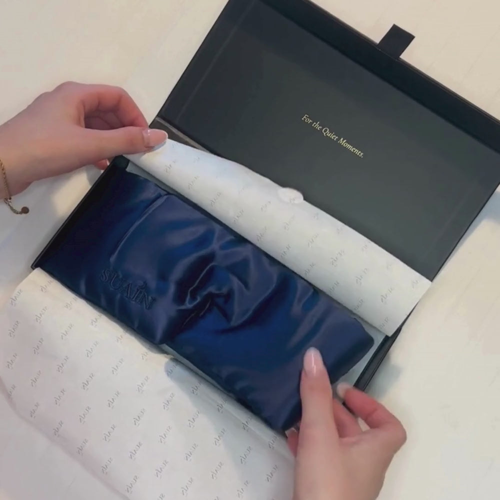 Navy Mulberry Silk Sleep Mask Unboxing Video