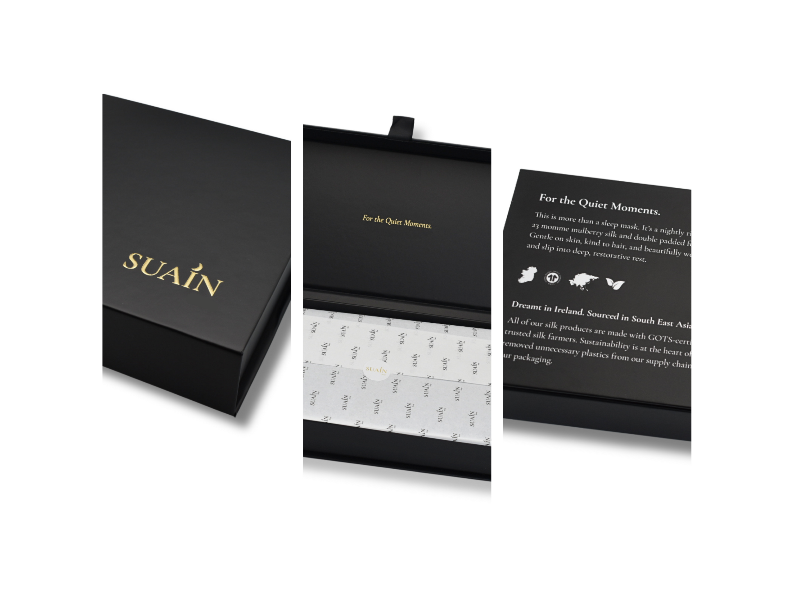 Elegant Suain Sleep gift box with gold text – perfect for gifting