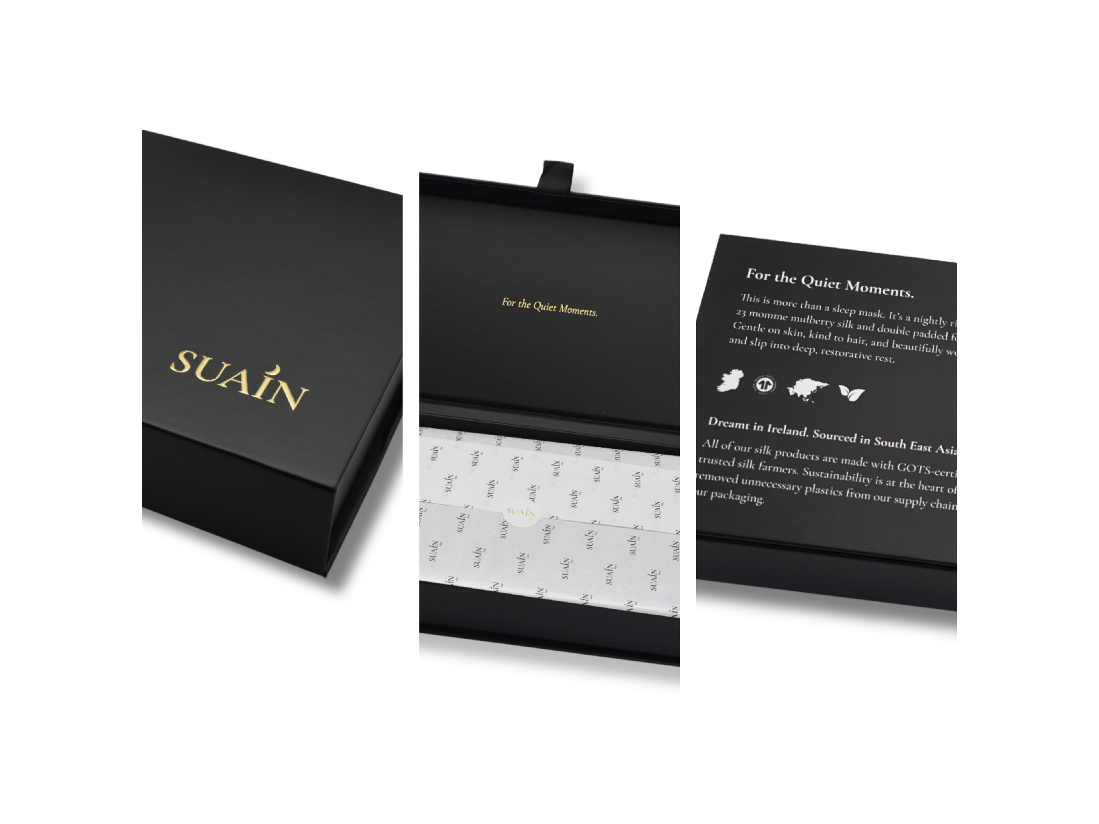 Elegant Suain Sleep gift box with gold text – perfect for gifting